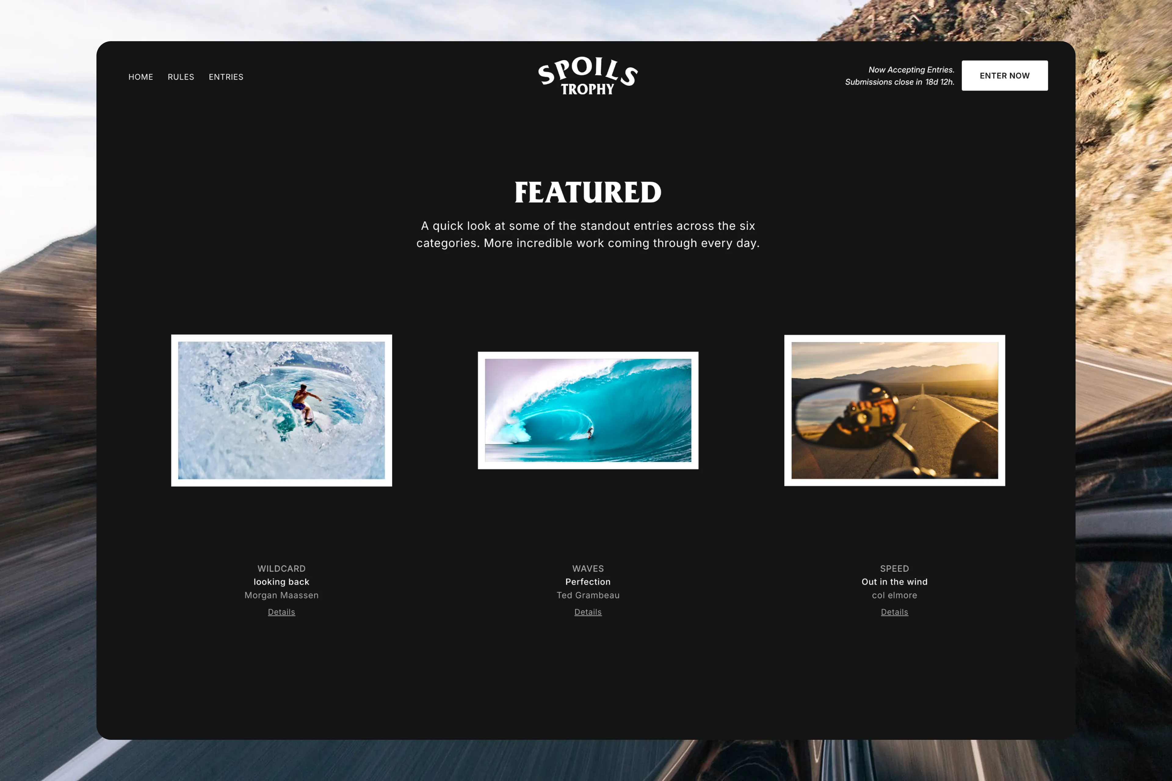 Spoils Trophy — categories & judges