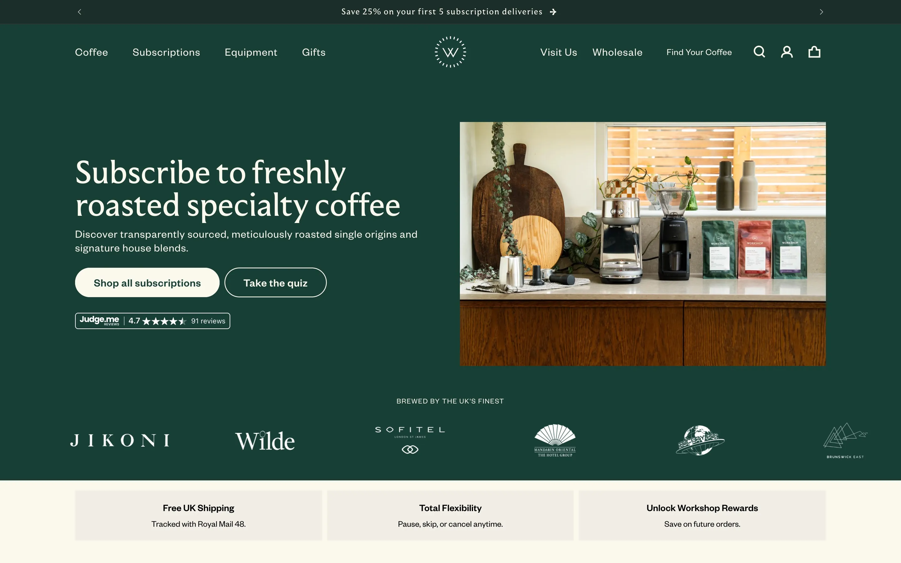 Workshop Coffee — subscriptions landing page